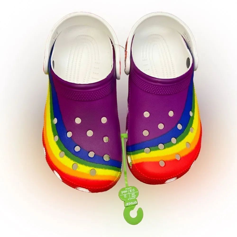Crocs Rainbow Dye Pride Adults Classic Clogs Shoes NWT